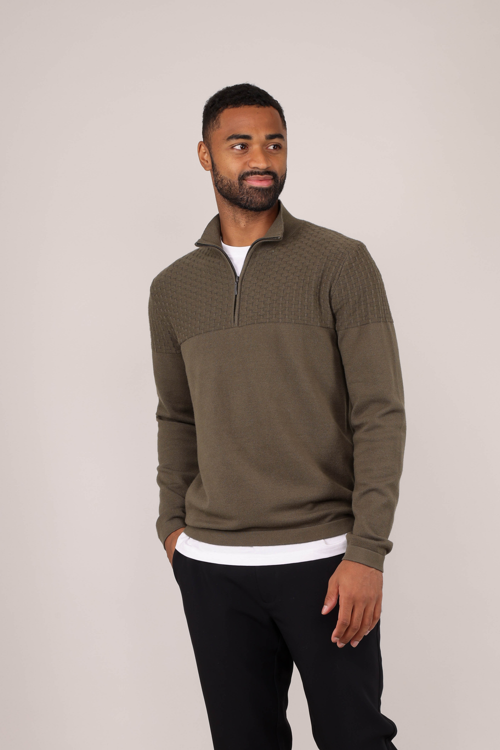 Urban Pioneers Male Amman Half-zip SWEATER OLIVE