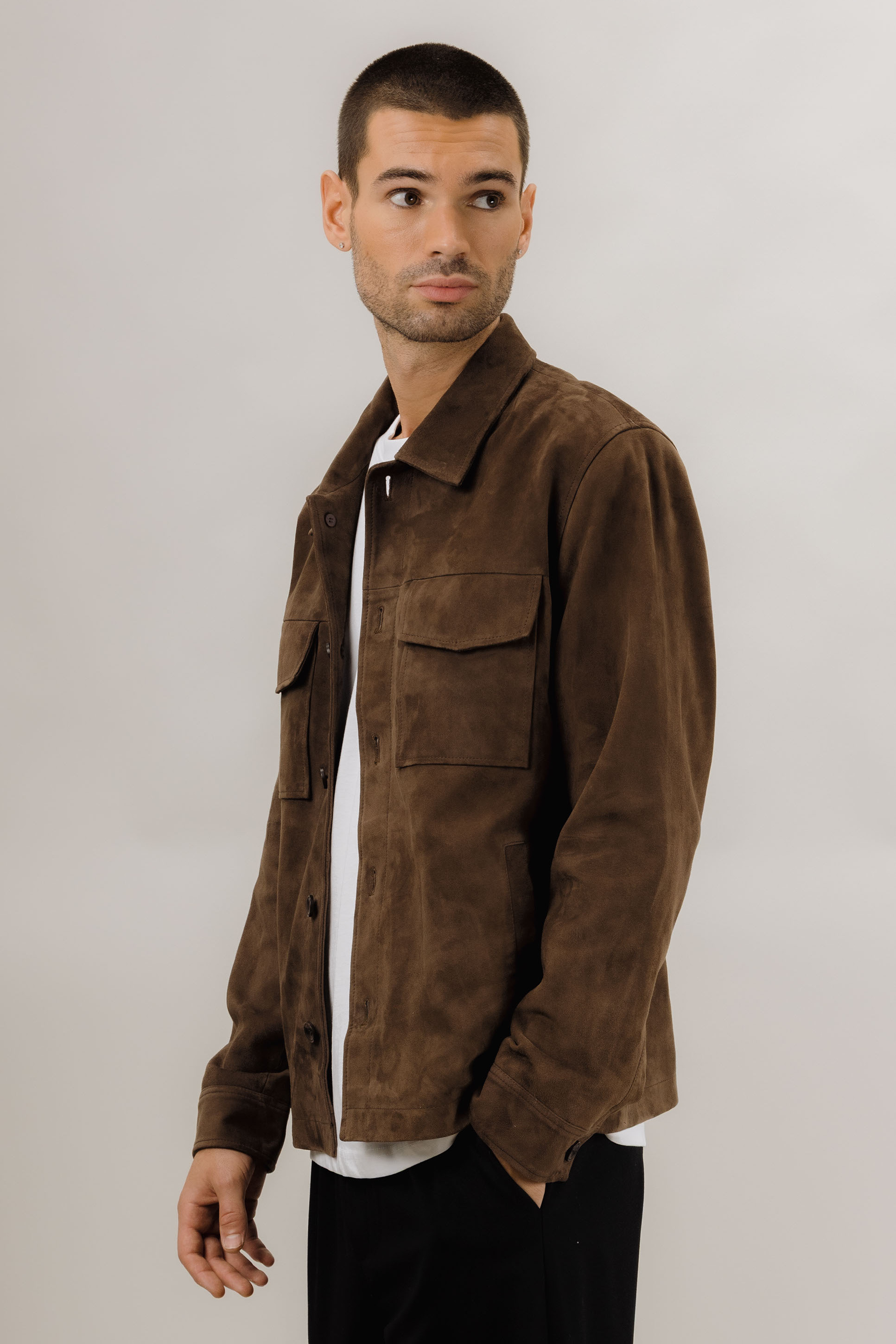 Urban Pioneers Male Cruz Suede Overshirt SHIRT CHOCOLATE BROWN