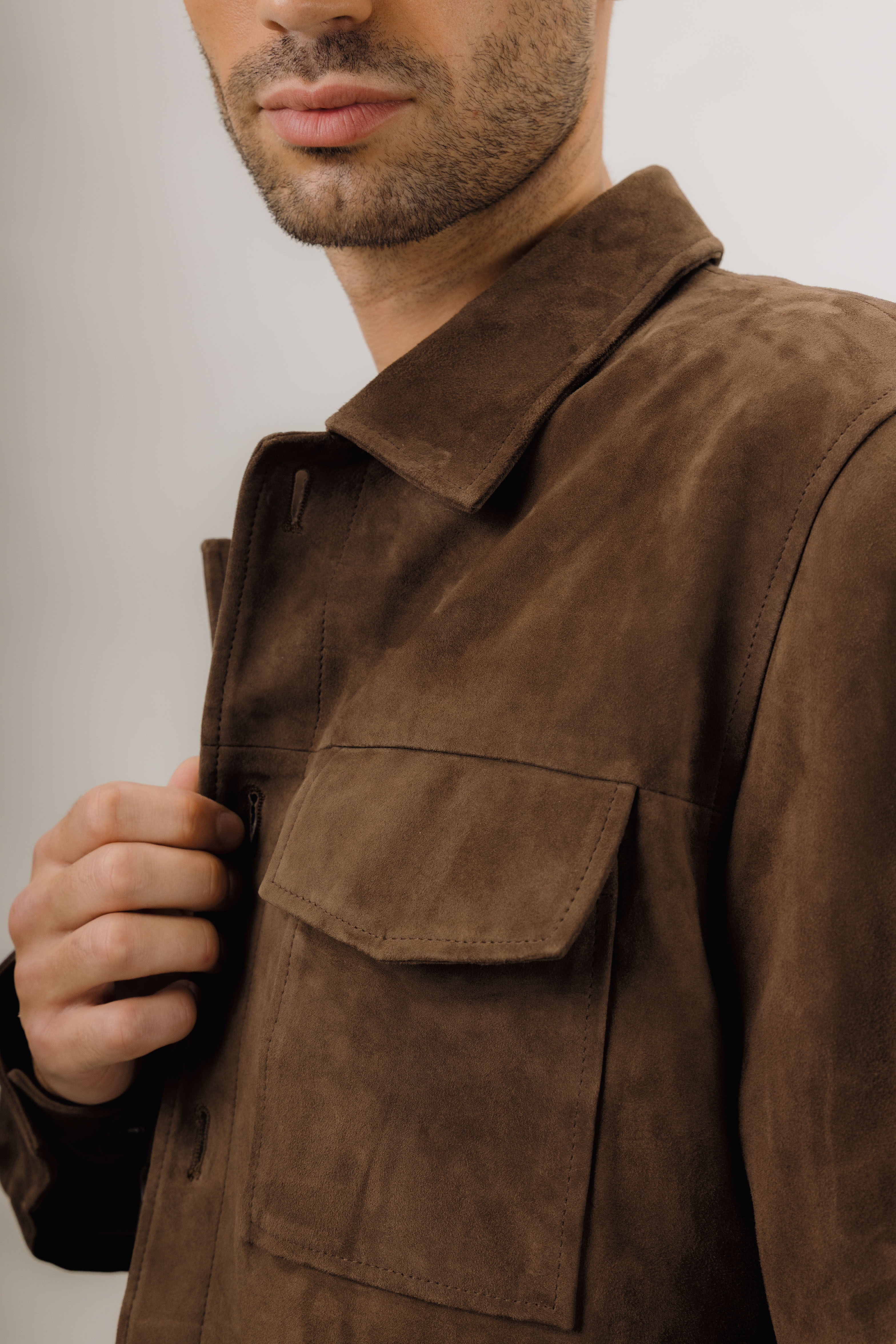 Urban Pioneers Male Cruz Suede Overshirt SHIRT CHOCOLATE BROWN