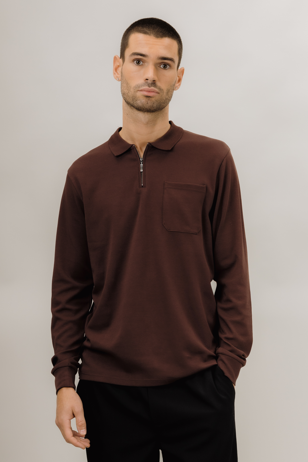 Urban Pioneers Male Denis LS Pique PIQUE FUDGE