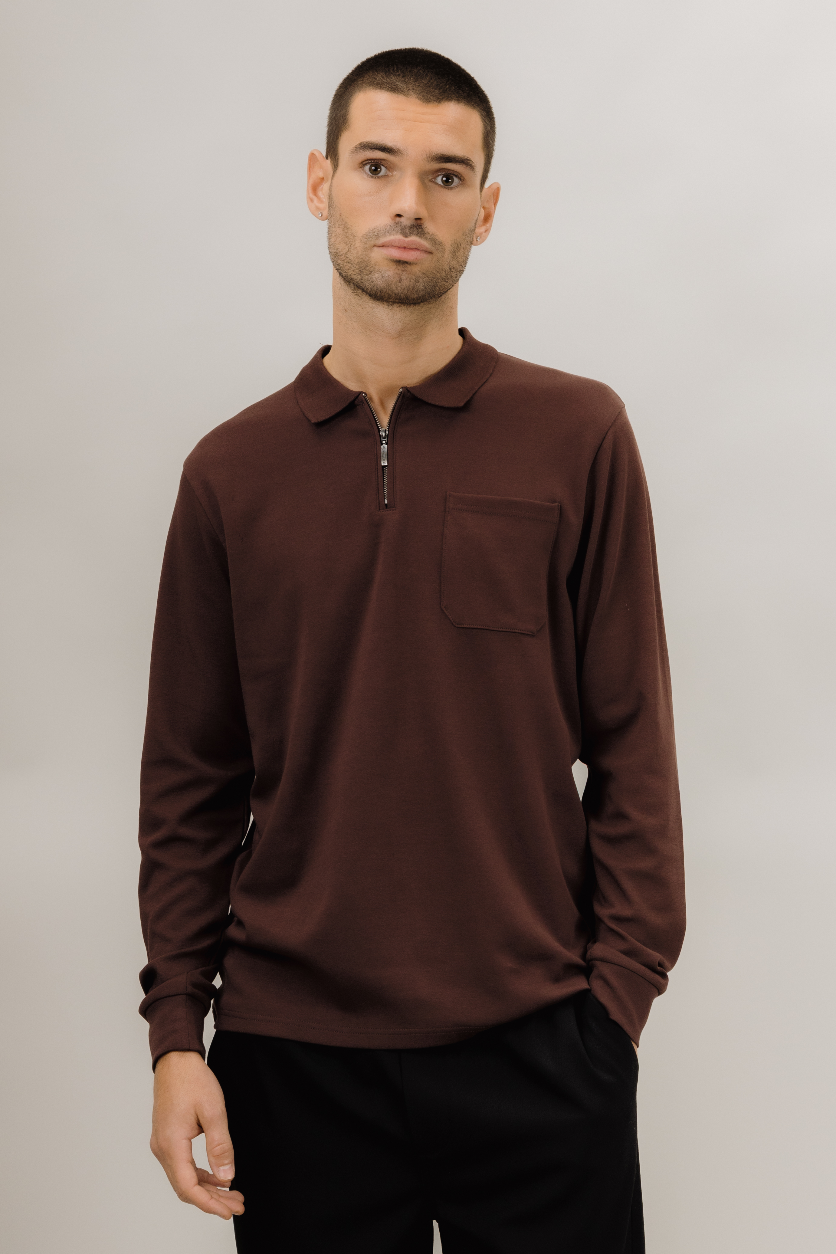 Urban Pioneers Male Denis LS Pique PIQUE FUDGE