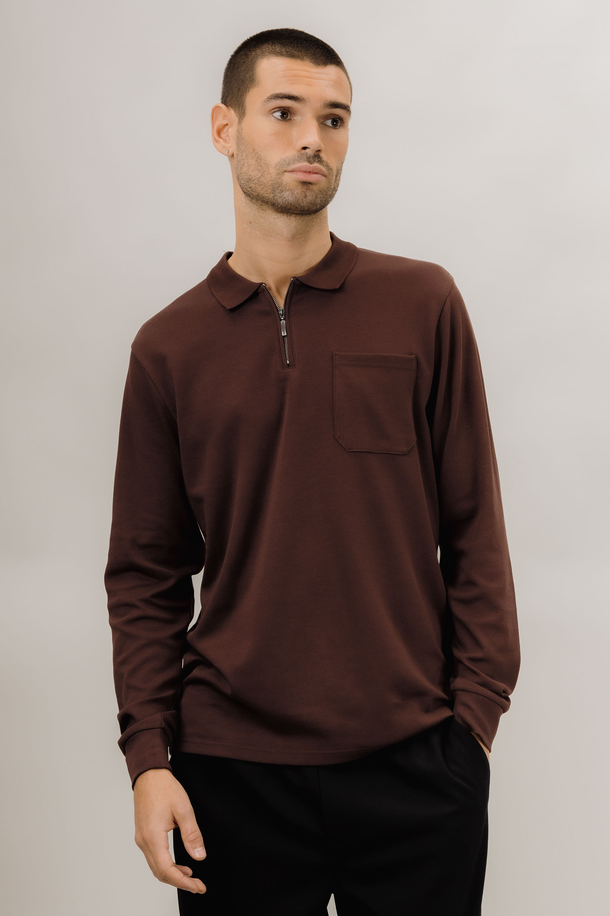 Urban Pioneers Male Denis LS Pique PIQUE FUDGE