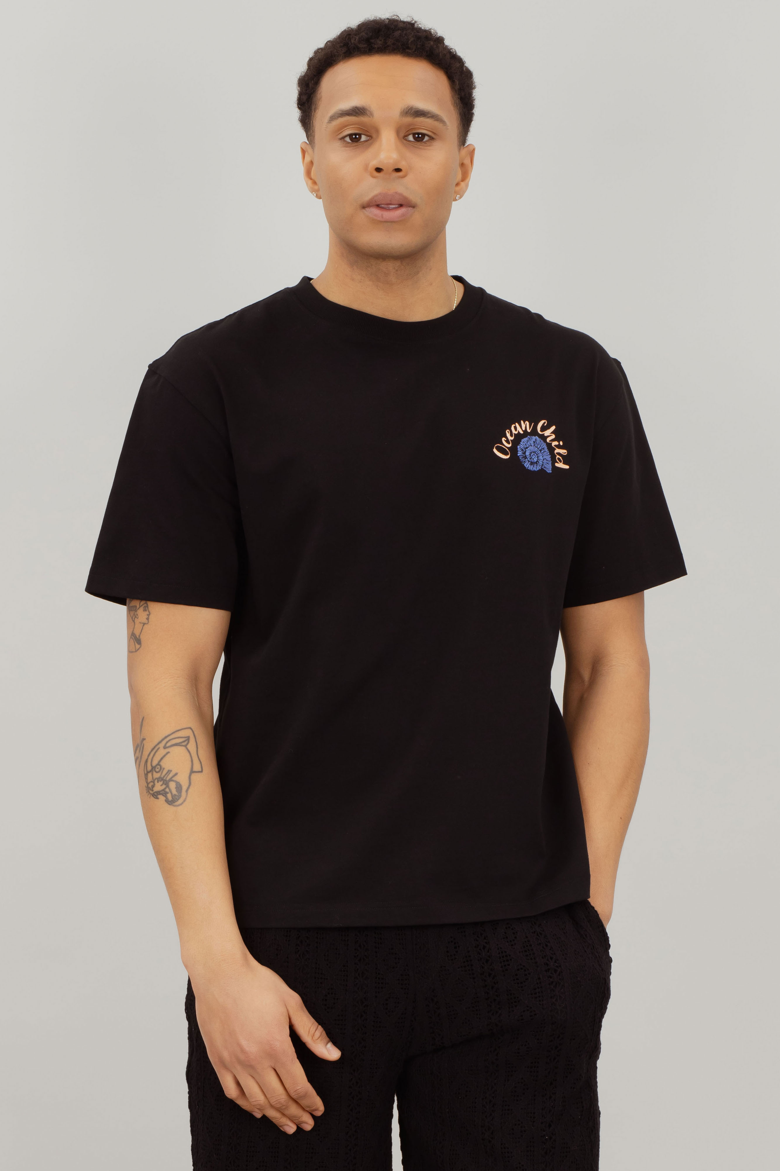 Urban Pioneers Male Enea Tee T-SHIRT BLACK OCEAN CHILD