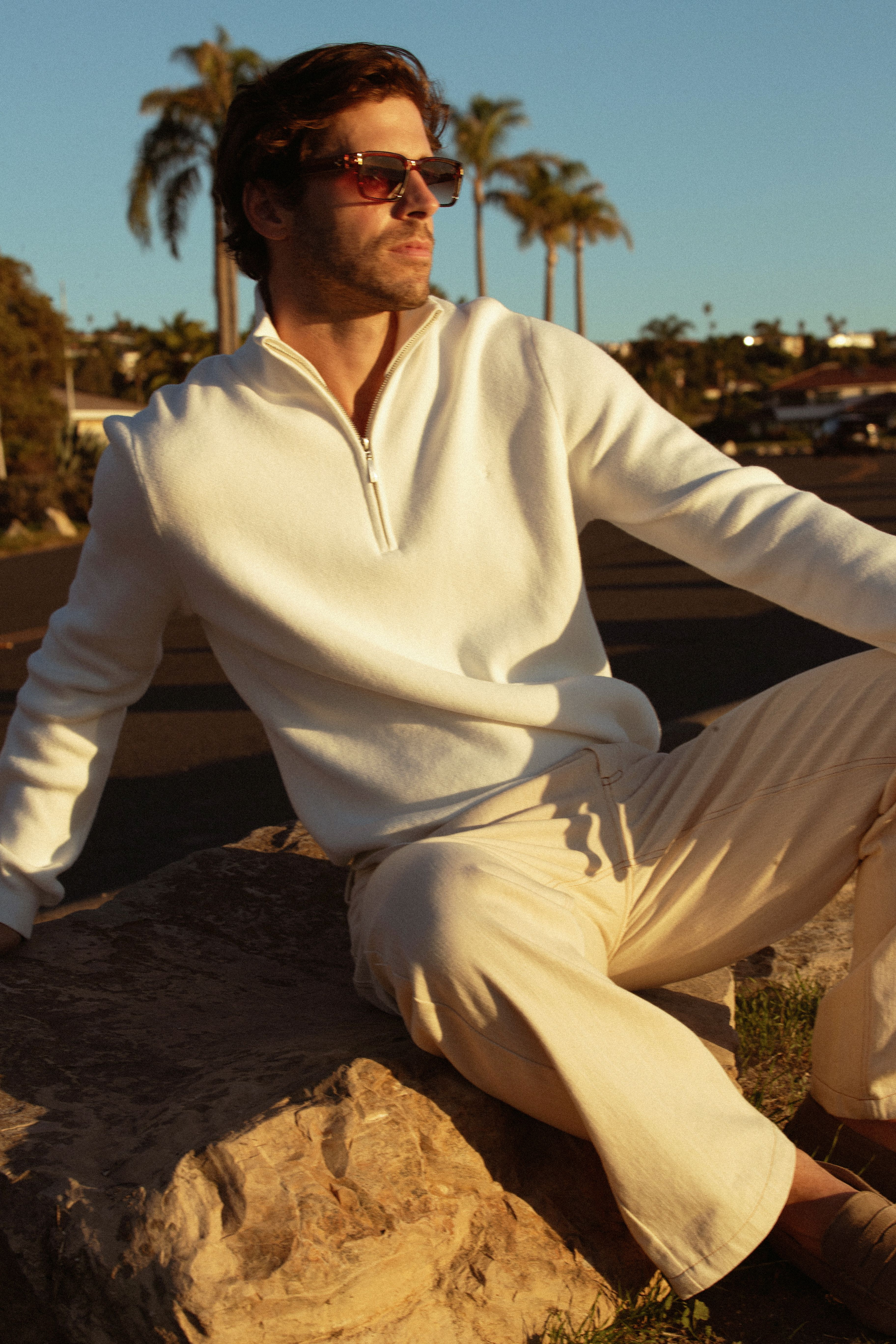 Urban Pioneers Male Jorge Half-zip SWEATER SNOW WHITE