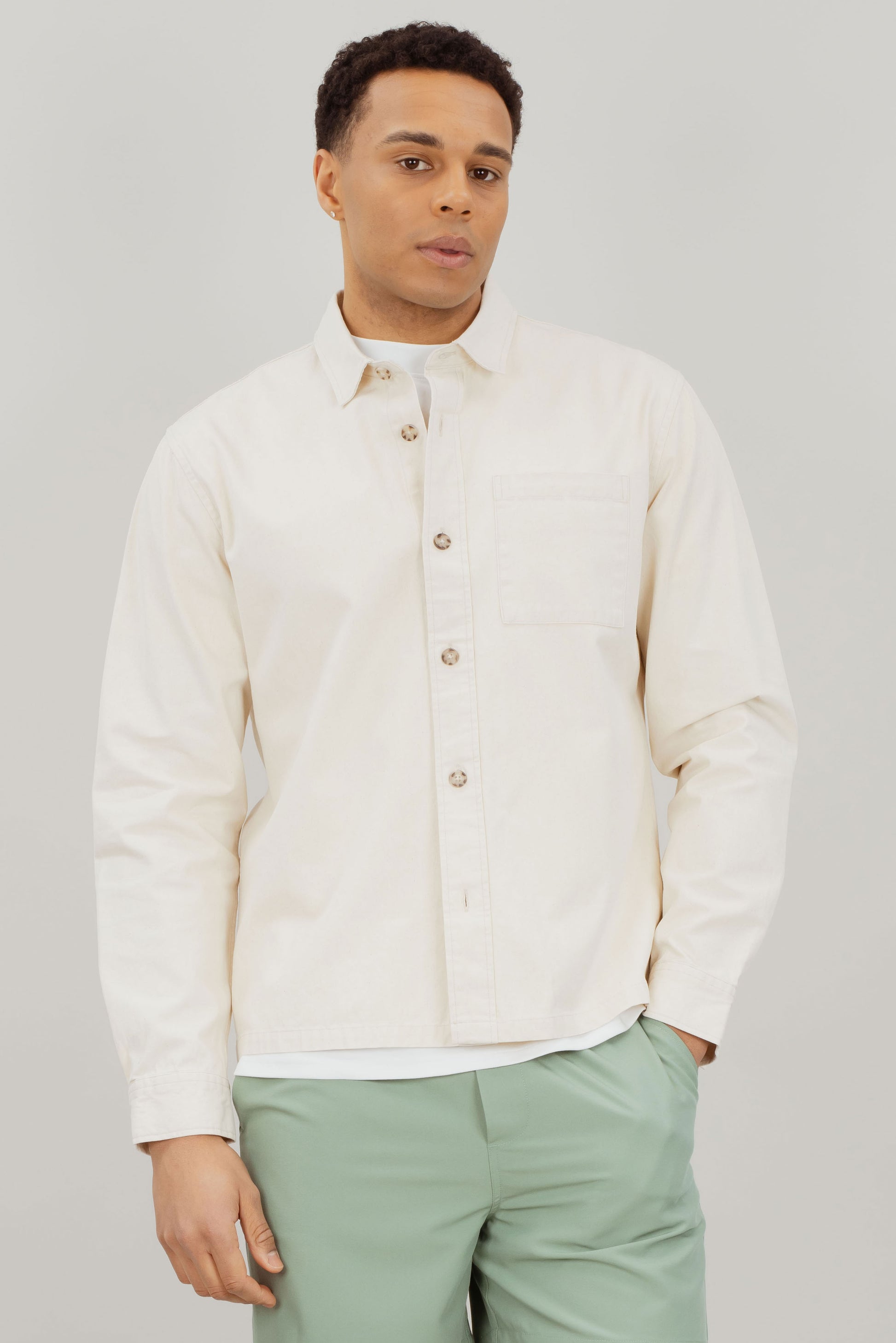 Urban Pioneers Male Lewis LS SHIRT CREAM