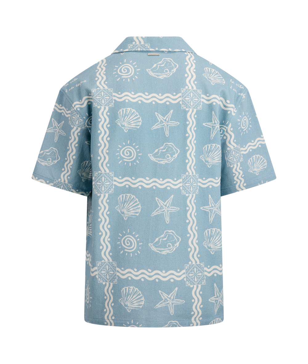 Urban Pioneers Male Loic SS Shirt SS SHIRT LIGHT DENIM AOP