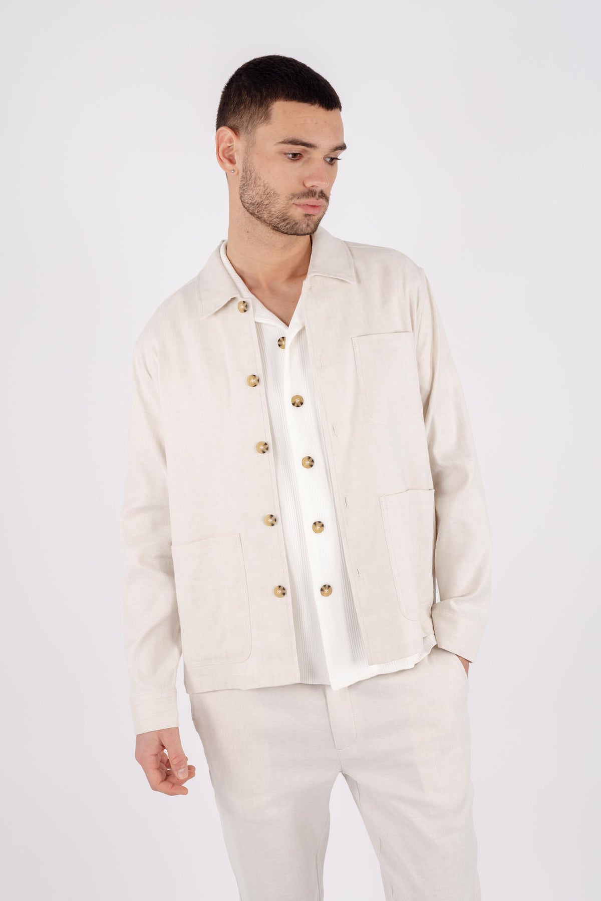 Urban Pioneers Male Mayk Overshirt SHIRT LIGHT SAND MELANGE
