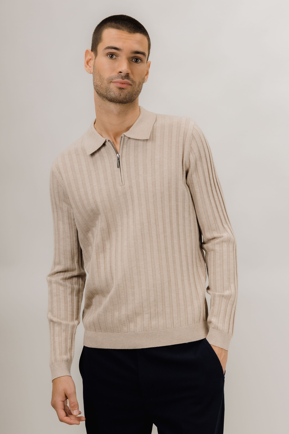 Urban Pioneers Male Phillip Half-zip SWEATER LIGHT SAND