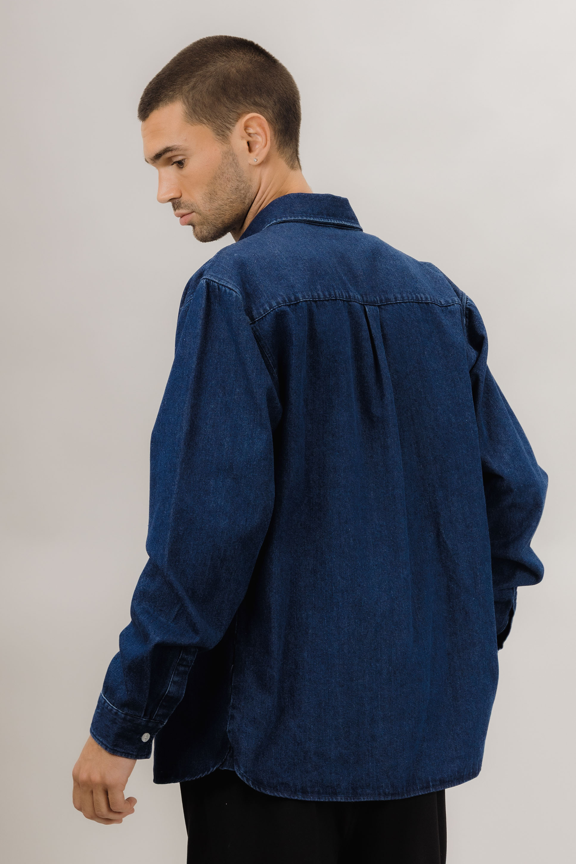 Urban Pioneers Male Rocco LS Shirt SHIRT DARK BLUE DENIM