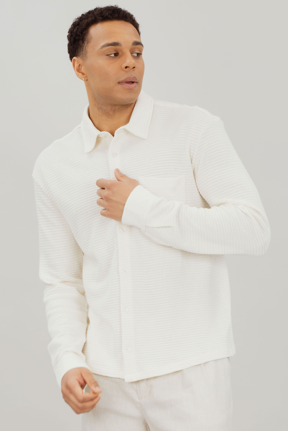 Urban Pioneers Male Tito LS SHIRT CREAM