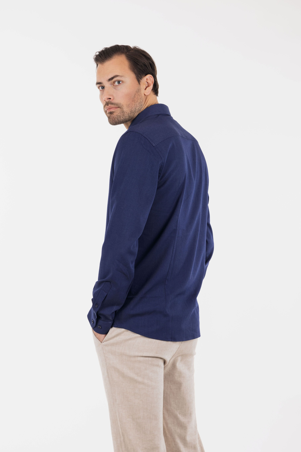 Urban Pioneers Male Tommaso LS Shirt SHIRT NAVY MELANGE