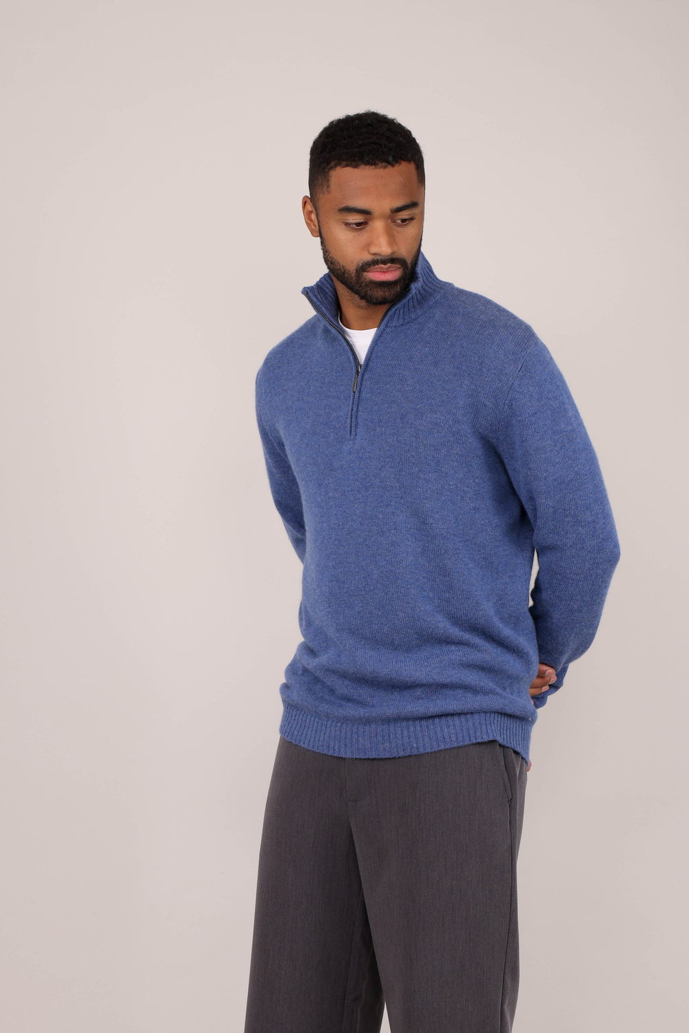 Urban Pioneers Male Tommi Half-zip SWEATER DENIM